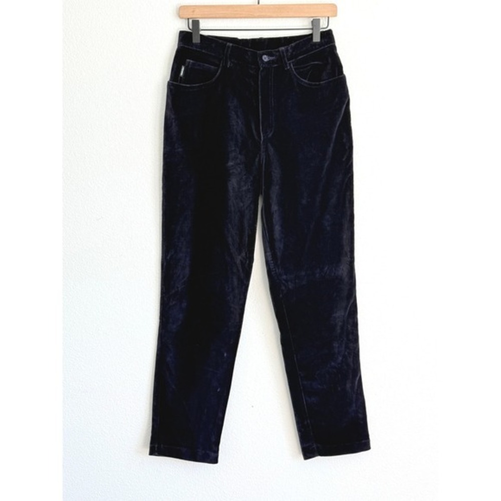 Lauren Ralph Lauren Velvet Pants 8P Navy Dark Academia High Rise Trousers
